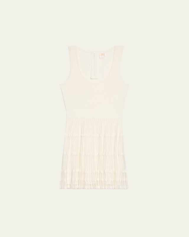 Ribbed Sheer-Knit Mini Dress